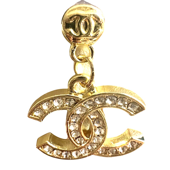 CHANEL Gold Dangle Crystal Earrings 25A (CHXX015) - Picture 2 of 6